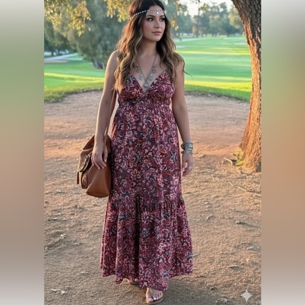 JASON  WU open back floral maxi bohemian dress medium